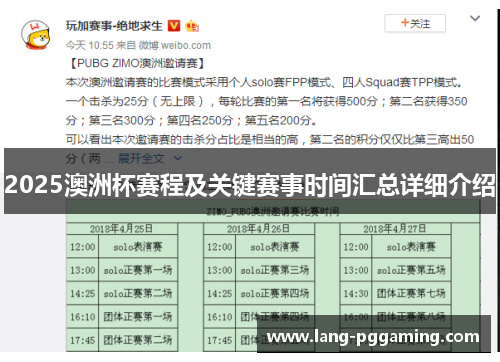 2025澳洲杯赛程及关键赛事时间汇总详细介绍