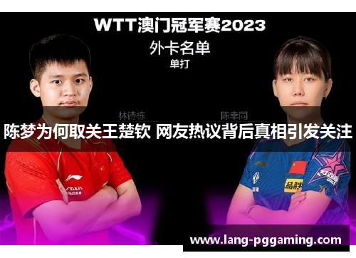 陈梦为何取关王楚钦 网友热议背后真相引发关注